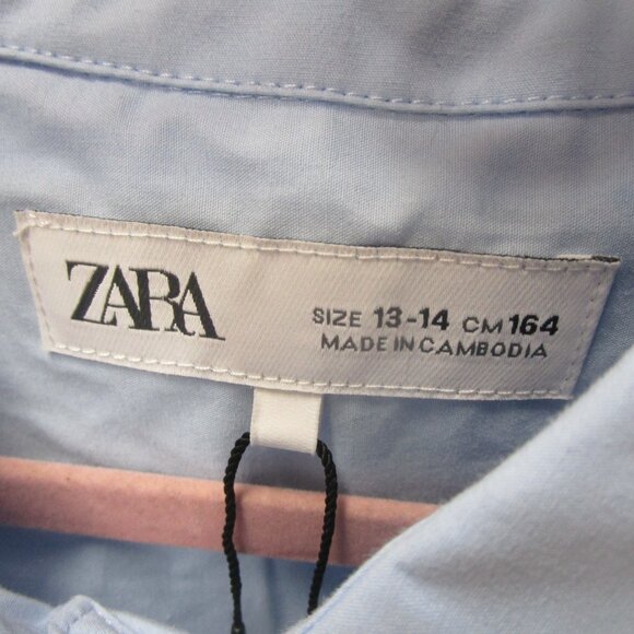 Zara Girls light Blue RHINESTONE SHIRT New 13-14 - Picture 6 of 17